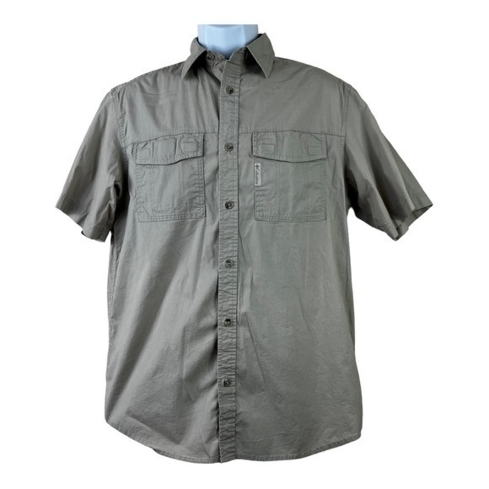 Columbia Men PFG Fishing Shirt Gray Buttons Down Size S
